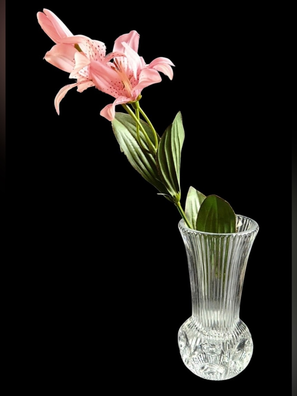 Fostoria Melissa Lead Crystal Ribbed 5" Bud Vase w/ Thumbprint Base